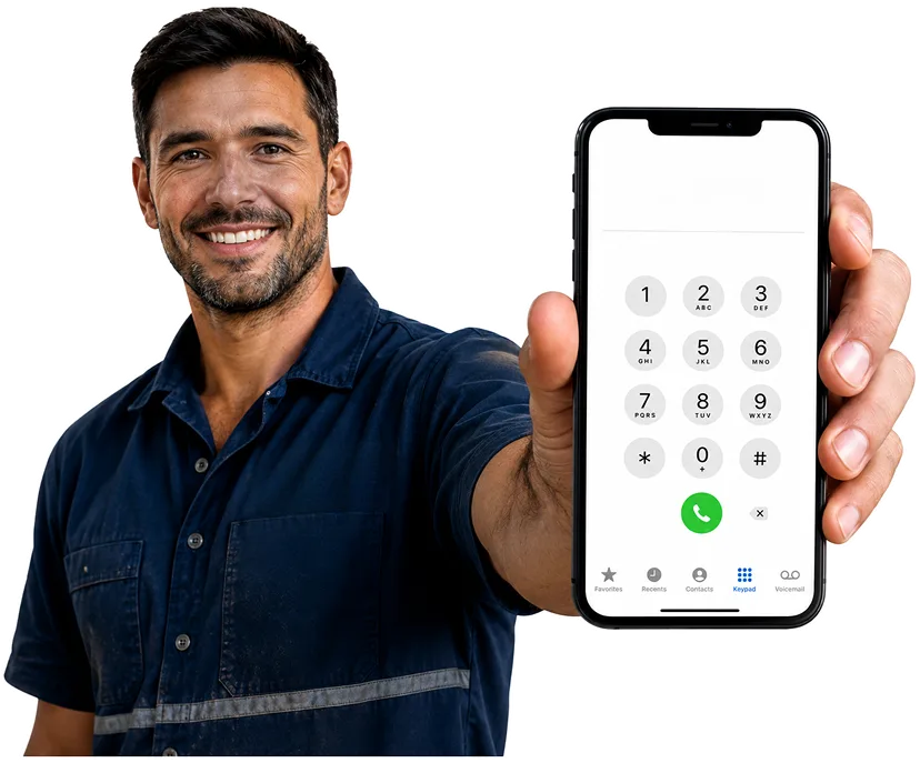 Our plumber taking a booking call for Cranebrook