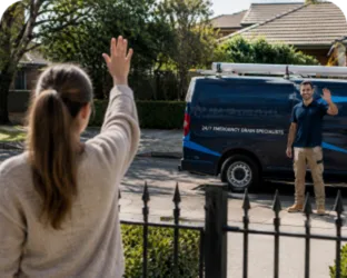 Plumber leaving a completed job in Cranebrook