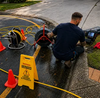 Burst drain pipe being repaired in Cranebrook